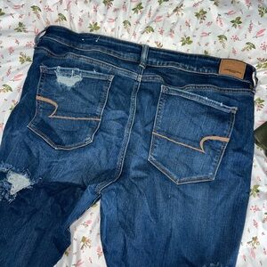 American Eagle Outfitters Dark Blue Distressed Jeggings